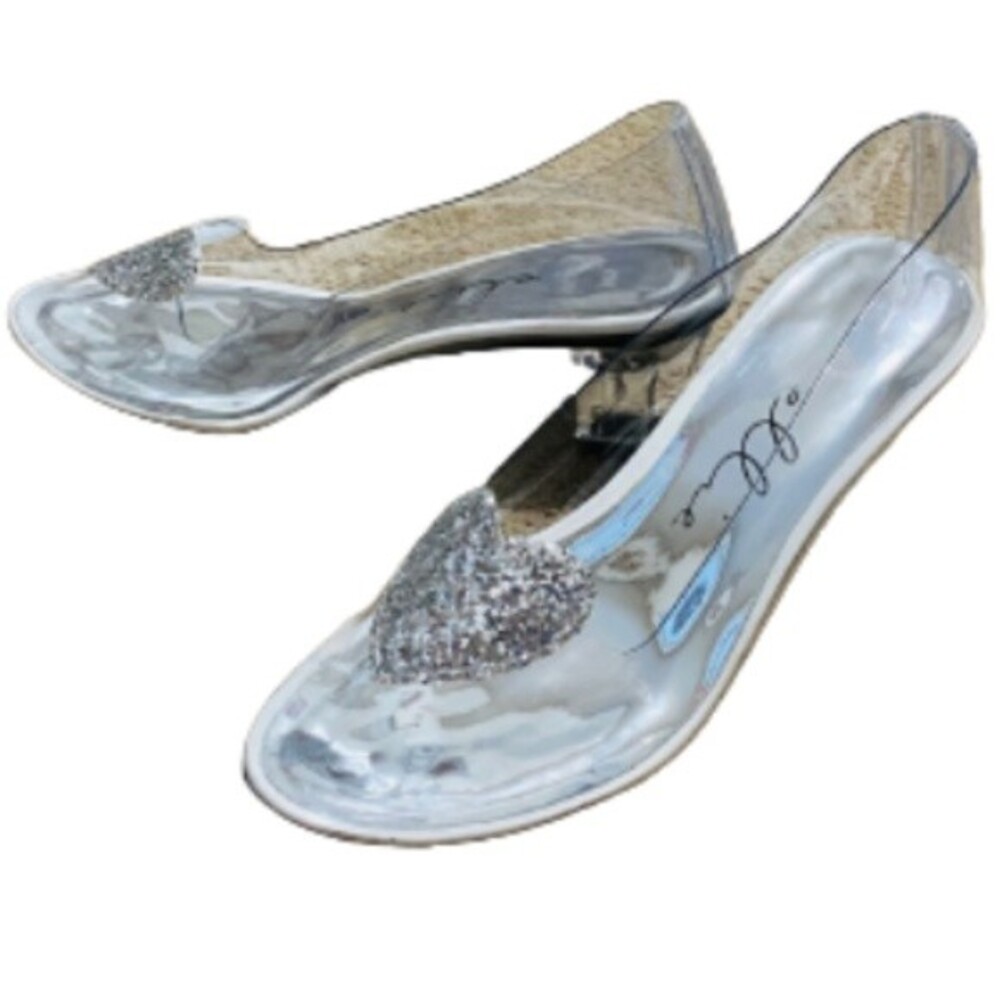 Ellie Girl's 201-Ariel Ice Princess Heels - Mermaid Costume Clear Shoes, Size 7